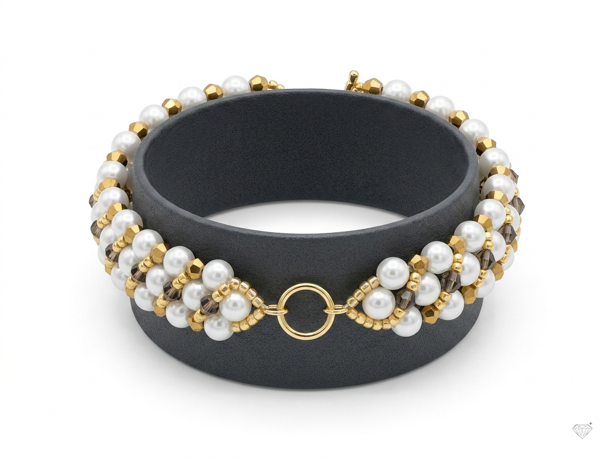 Pearl & Woven Gold  Bracelet